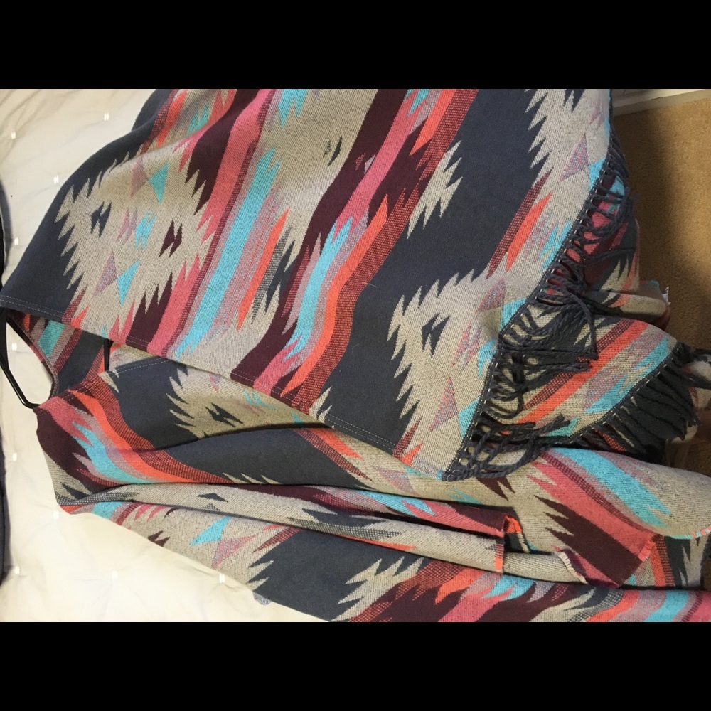 Colorful Aztec print poncho
